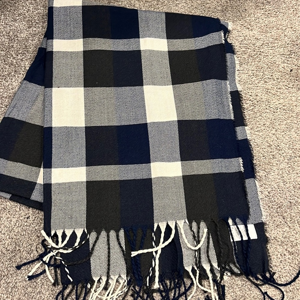 Blue, black cream scarf